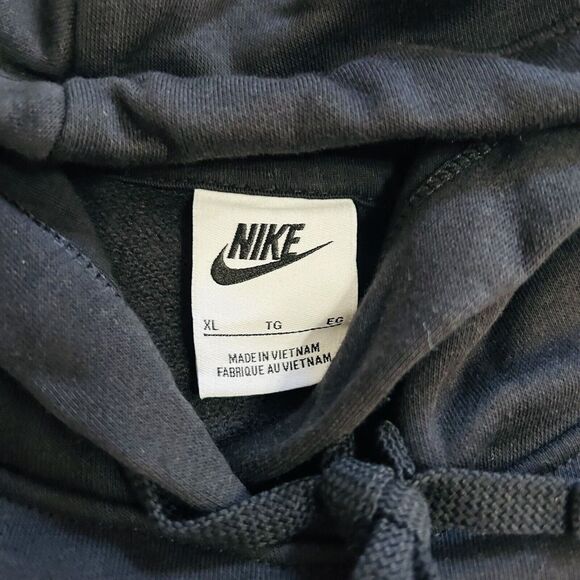 Nike NSW Sportswear Graphic Cropped Hoodie Sweatshirt Women's Sz XL Black Fleece - Picture 2 of 6